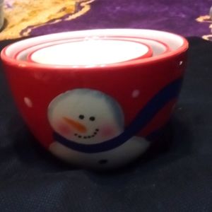 Set of snowman stacking bowls